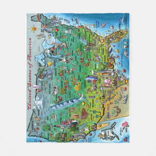 US Fun Map Fleece Deken (Voorkant)
