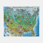 US Fun Map Fleece Deken (Voorkant (Horizontaal))