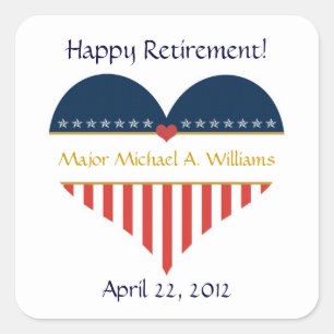 US Heart Flag Happy Retirement Stickers