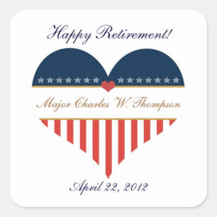 US Heart Flag Happy Retirement Stickers