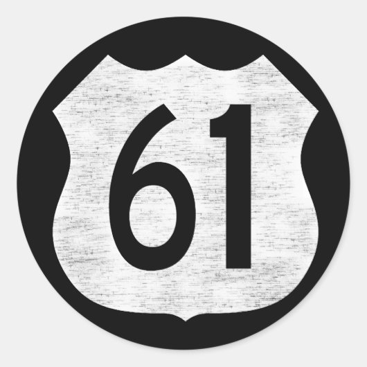US Highway 61 Route Sign Ronde Sticker (Voorkant)
