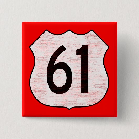 US Highway 61 Route Sign Vierkante Button 5,1 Cm (Voorkant)