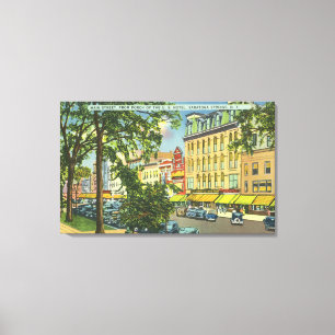US Hotel Porch Uitzicht van Main Street Canvas Afdruk