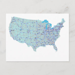 US Interstate Map Briefkaart