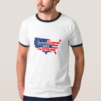 US Kaart Amerikaanse Vlag Onafhankelijkheidsdag 17 T-shirt