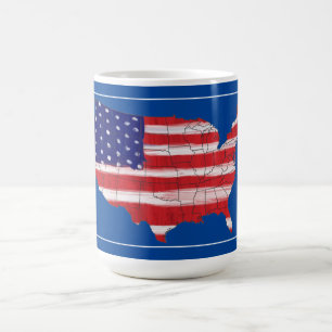 US-kaart en -Mok voor vlaggenkoffie Koffiemok
