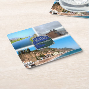US Los Angeles - Malibu - Lagoon - Pier - strand Vierkante Kartonnen Onderzetter