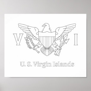 US Maagdeneiland Flag Adult Coloring Poster