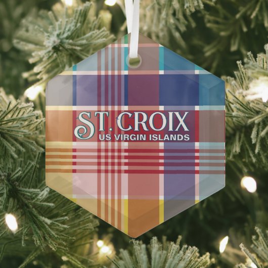 US Maagdeneilanden St. Croix USVI Madras Kerstmis Glas Ornament (Insitu)
