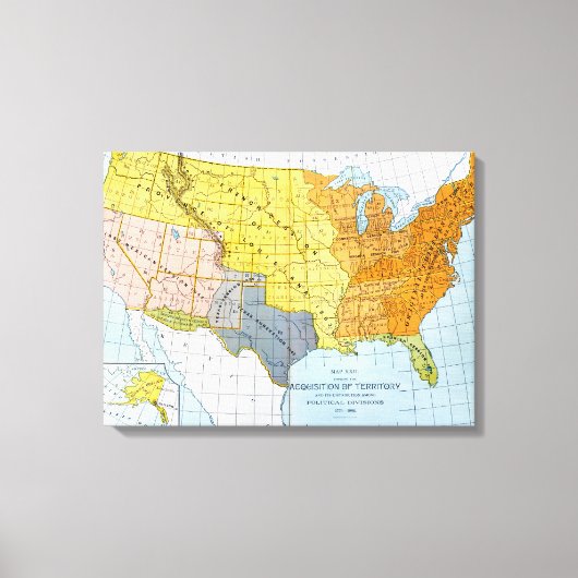 US MAP, 1776-1884 CANVAS AFDRUK (Voorkant)