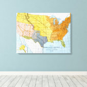US MAP, 1776-1884 CANVAS AFDRUK (Insitu (Houten vloer))
