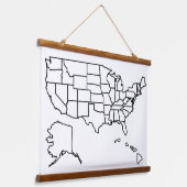 US Map Blank Outline Verenigde Staten Hangend Wandkleed (Gebogen)