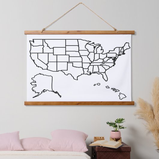 US Map Blank Outline Verenigde Staten Hangend Wandkleed (Slaapkamer)