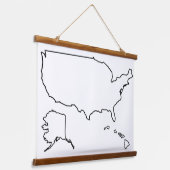 US Map Blank Outline Verenigde Staten Hangend Wandkleed (Gebogen)