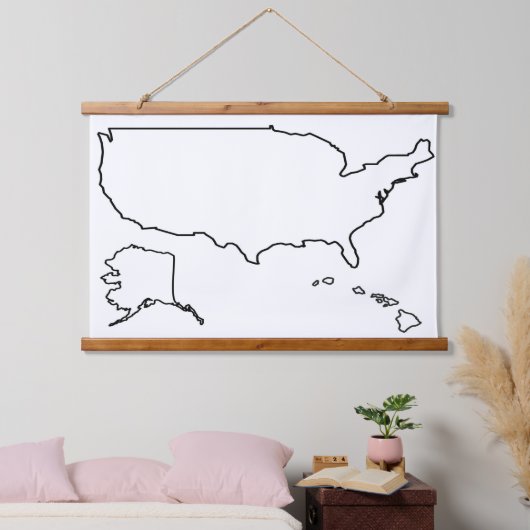 US Map Blank Outline Verenigde Staten Hangend Wandkleed (Slaapkamer)