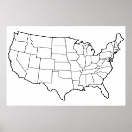 US Map Blank Outline Verenigde Staten Poster