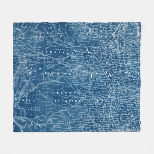 US Map Blueprint Fleece Deken (Voorkant (Horizontaal))