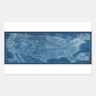 US Map Blueprint Rechthoekige Sticker