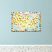 US Map Canvas Afdruk (Insitu (Houten vloer))