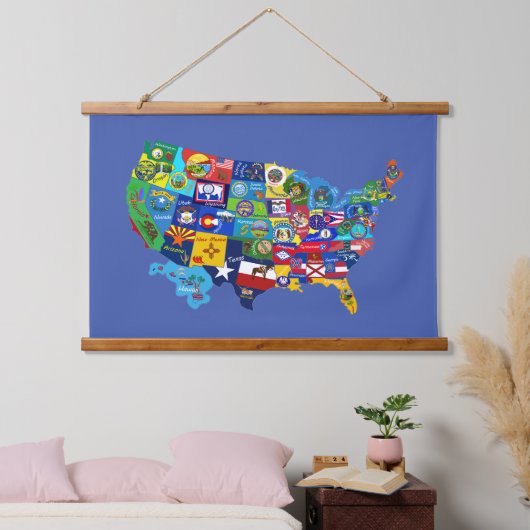US MAP HANGEND WANDKLEED (Slaapkamer)