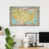 US Map Poster (Thuiskantoor)