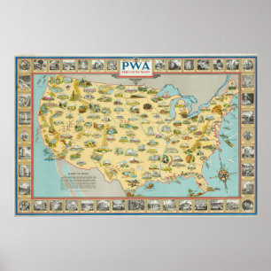 US Map Poster