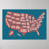US Map | Typografie Poster (Voorkant)