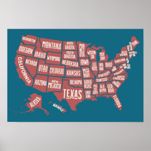 US Map Typografie Poster
