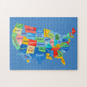 US MAP waterverf kunstwerk puzzel