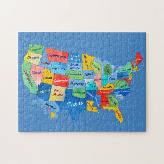 US MAP waterverf kunstwerk puzzel (Horizontaal)