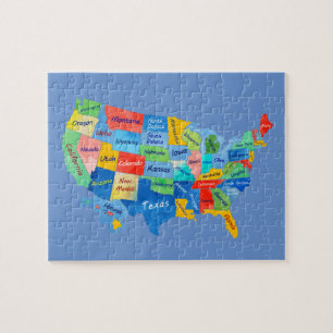US MAP waterverf kunstwerk puzzel