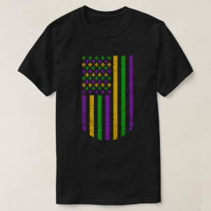 US Mardi Gras Flag bij Fleur de Lis Patriotic T-shirt