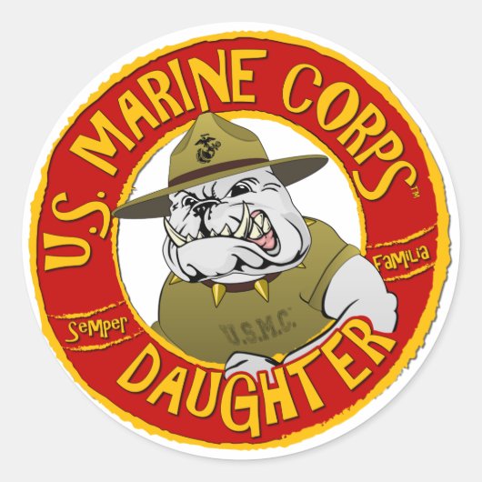 US Marine Corps Dochter Ronde Sticker (Voorkant)