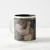 US Marine test firing an M240 zwaar machine pistoo Tweekleurige Koffiemok (Voorkant links)