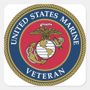US Marine Veteran Blue Vierkante Sticker