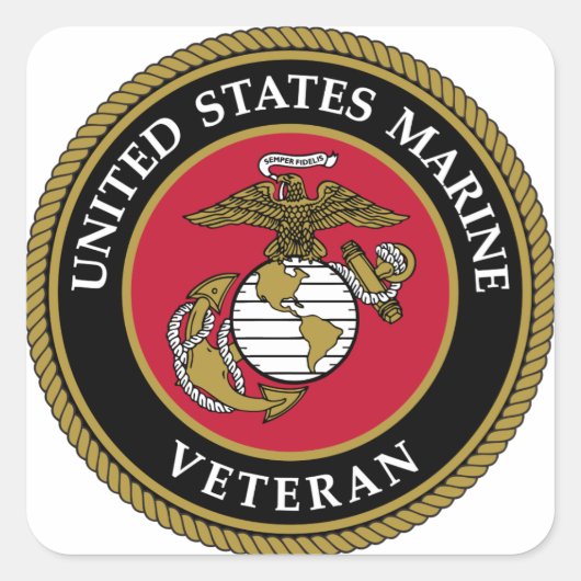 US Marine Veteran Blue Vierkante Sticker (Voorkant)