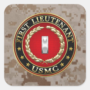 US Marines: Eerste luitenant (USMC 1stLt) [3D] Vierkante Sticker
