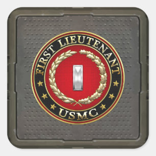 US Marines: Eerste luitenant (USMC 1stLt) [3D] Vierkante Sticker