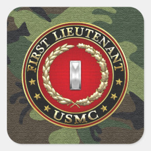 US Marines: Eerste luitenant (USMC 1stLt) [3D] Vierkante Sticker