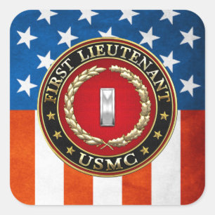 US Marines: Eerste luitenant (USMC 1stLt) [3D] Vierkante Sticker