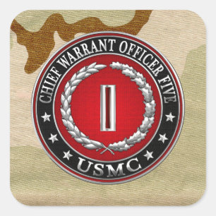 US Marines: Hoofdbevelhebber vijf (USMC CWO-5) [3D Vierkante Sticker
