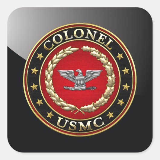 US Marines: Kolonel (USMC Col) [3D] Vierkante Sticker (Voorkant)