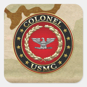 US Marines: Kolonel (USMC Col) [3D] Vierkante Sticker