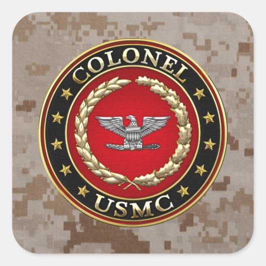 US Marines: Kolonel (USMC Col) [3D] Vierkante Sticker (Voorkant)