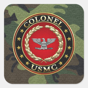 US Marines: Kolonel (USMC Col) [3D] Vierkante Sticker