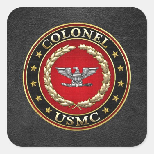 US Marines: Kolonel (USMC Col) [3D] Vierkante Sticker (Voorkant)