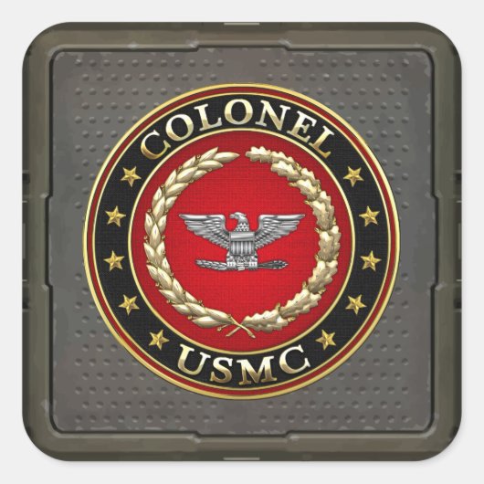 US Marines: Kolonel (USMC Col) [3D] Vierkante Sticker (Voorkant)