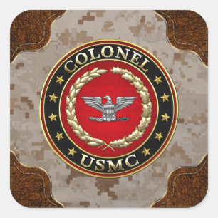 US Marines: Kolonel (USMC Col) [3D] Vierkante Sticker
