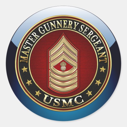 US Marines: Master Gunnery Sergeant (USMC MGySgt) Ronde Sticker (Voorkant)