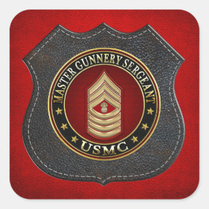 US Marines: Master Gunnery Sergeant (USMC MGySgt) Vierkante Sticker